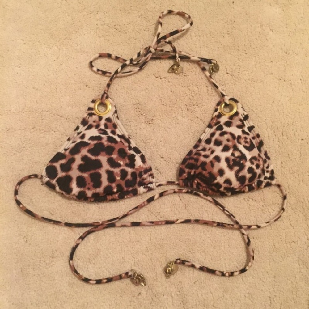 LA Hearts jaguar print bikini top